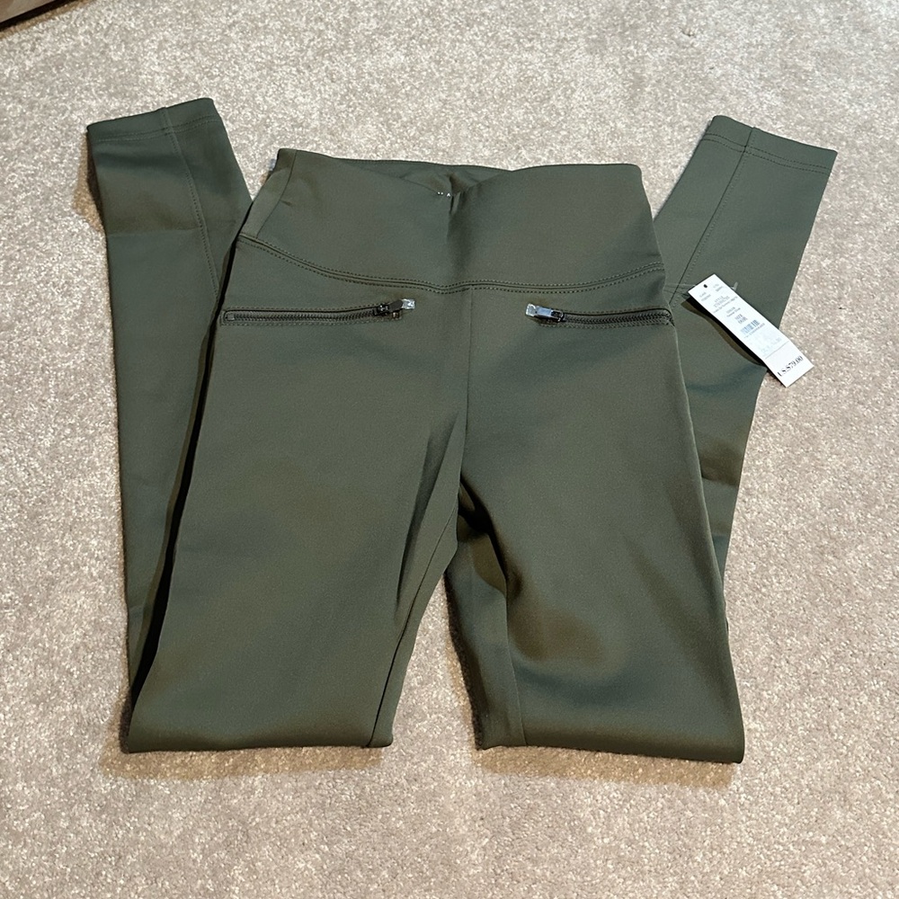 NWT White House Black Market Skinny Runway Leggings Size 00 Olive Green